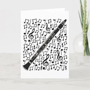 Cartes Pour Fêtes Annuelles Clarinet Notes musicales Professeur de musique Woo