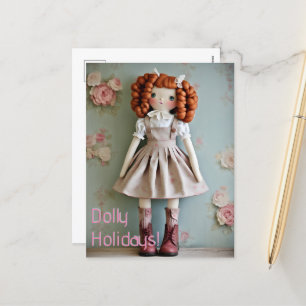 Cartes Pour Fêtes Annuelles Clarissa à tête rouge de collection de poupées vin