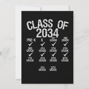 Cartes Pour Fêtes Annuelles Classe De 2034 Grow With Me Graduation 6ème Grade