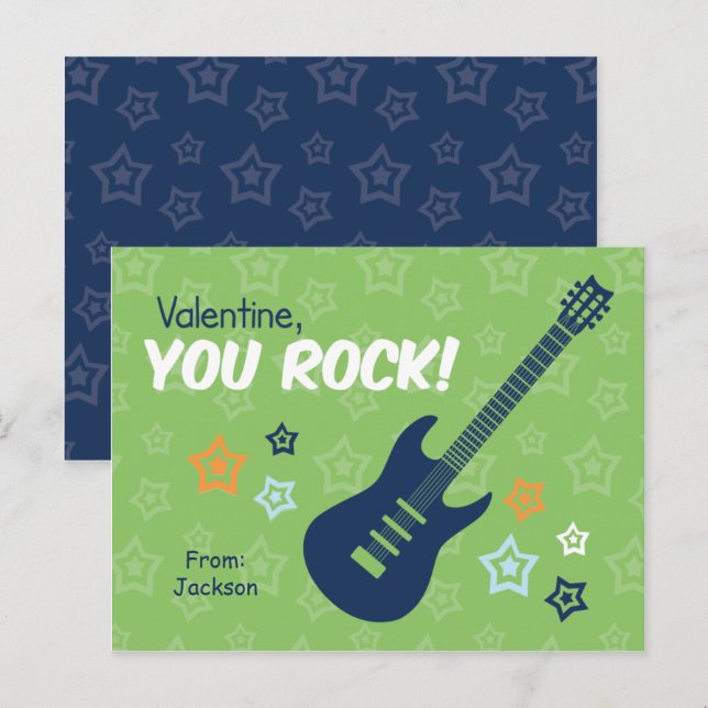 Cartes Pour Fêtes Annuelles Classe de guitare rock Valentines (Devant / Derrière)