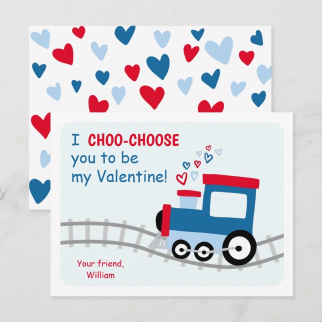 Cartes Pour Fêtes Annuelles Classe de train Valentines (Devant / Derrière)