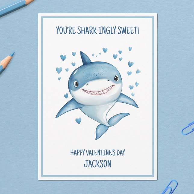 Cartes Pour Fêtes Annuelles Classe des Shark Boys École Joyeuse Saint-Valentin (Shark Boys Classroom School Happy Valentine's Day Holiday Card)