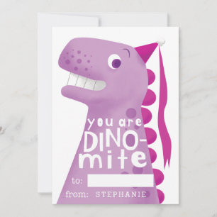 Cartes Pour Fêtes Annuelles Classe Valentine Pink Dinosaur
