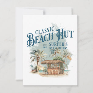 Cartes Pour Fêtes Annuelles Classic Beach Hut - Surfer's Bar & Drinks