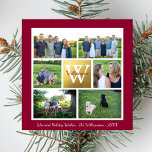 Cartes Pour Fêtes Annuelles Classic Christmas Monogramme Holiday Photo Collage<br><div class="desc">Célébrez la saison avec cette carte de collage photo de vacances avec votre monogramme et 6 photos. Votre premier est fixé contre un faux arrière - plan d'or et centré entre vos photos. Modifiez facilement la couleur de l'arrière - plan en cliquant sur "customisez-la" et le petit goutteur oculaire. Classique,...</div>