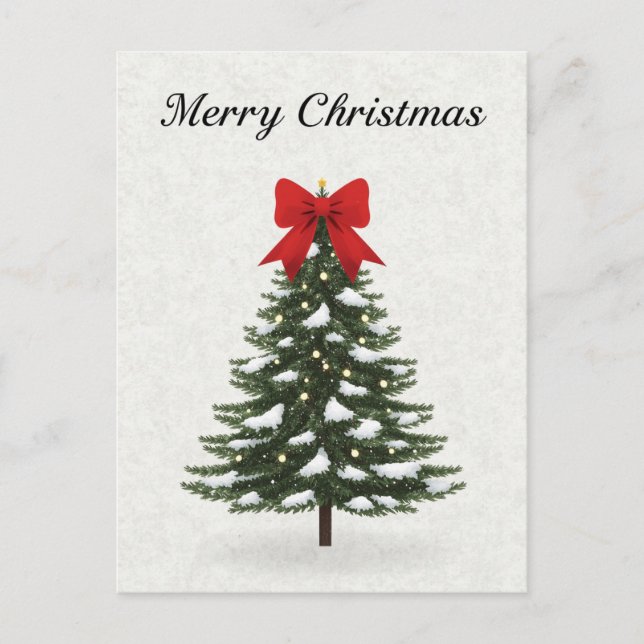 Cartes Pour Fêtes Annuelles Classic Christmas Tree Red Bow (Devant)