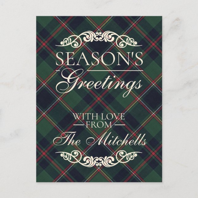 Cartes Pour Fêtes Annuelles Classic Dark Blue Red Green Plaid Pattern (Devant)