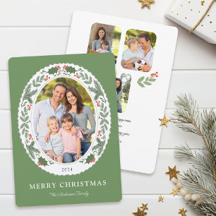 Cartes Pour Fêtes Annuelles Classic Elegant Christmas Green Message 4 Photo