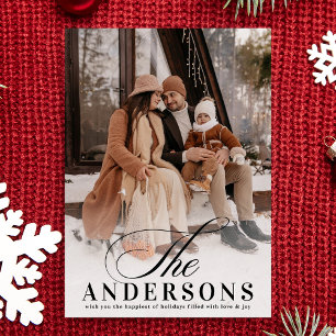 Cartes Pour Fêtes Annuelles Classic Elegant Minimal NAME Photo de Noël