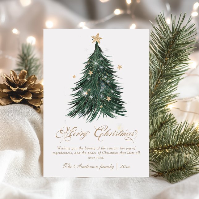 Cartes Pour Fêtes Annuelles Classic Festive Gold Christmas Tree (Créateur téléchargé)