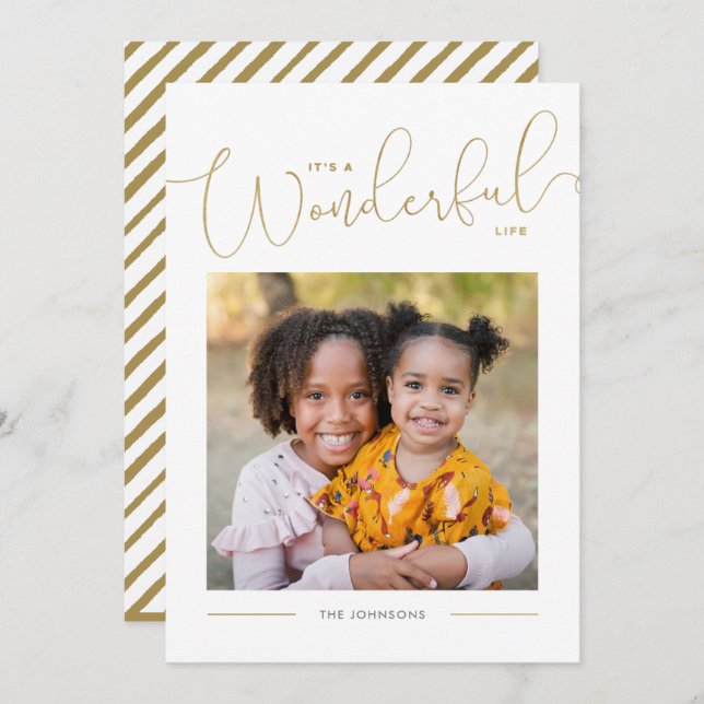 Cartes Pour Fêtes Annuelles Classic Gold Script Calligraphie Merveilleuse Vie (Devant / Derrière)