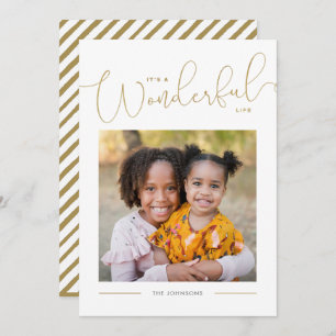 Cartes Pour Fêtes Annuelles Classic Gold Script Calligraphie Merveilleuse Vie