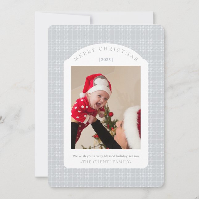 Cartes Pour Fêtes Annuelles Classic Gray Plaid Christmas Card (Devant)
