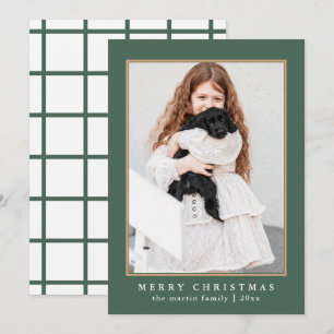 Cartes Pour Fêtes Annuelles Classic Green Check Joyeux Noël Photo