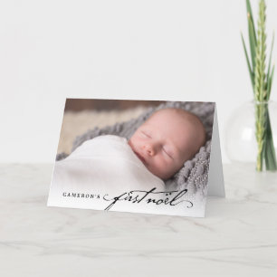 Cartes Pour Fêtes Annuelles Classic Handwriting Script Baby's First Noel Photo