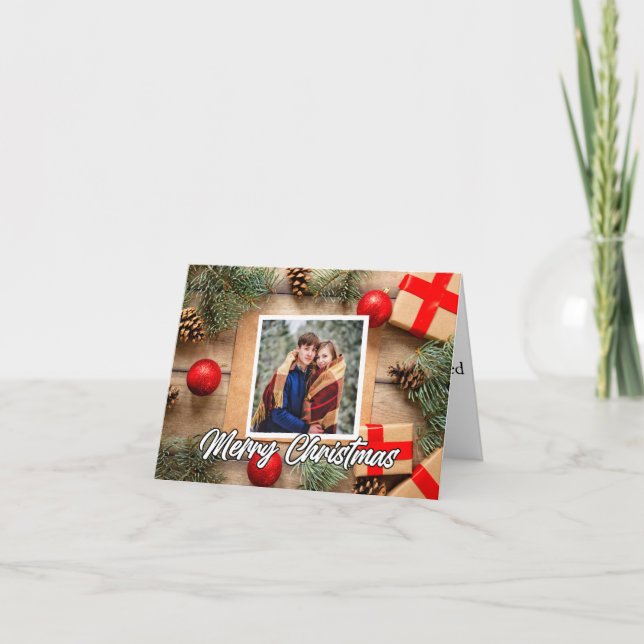 Cartes Pour Fêtes Annuelles Classic Holiday Photo Custom Merry Christmas (Devant)