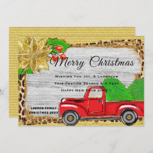 Cartes Pour Fêtes Annuelles Classic Personnalisé Noël Retro Camion Rouge