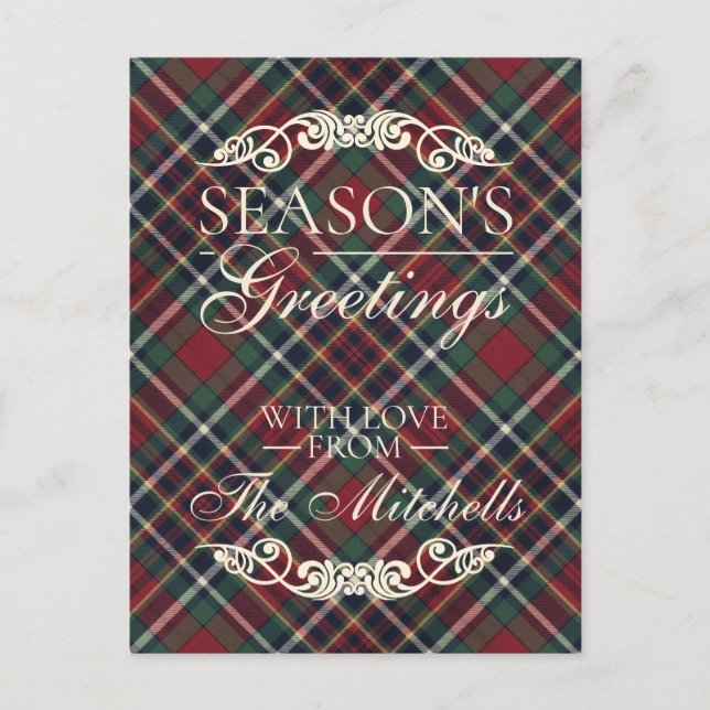 Cartes Pour Fêtes Annuelles Classic Red Dark Blue Green Plaid Pattern (Devant)