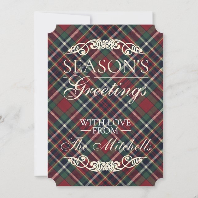 Cartes Pour Fêtes Annuelles Classic Red Dark Blue Green Plaid Pattern (Devant)