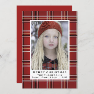 Cartes Pour Fêtes Annuelles Classic Red Plaid Photo de vacances