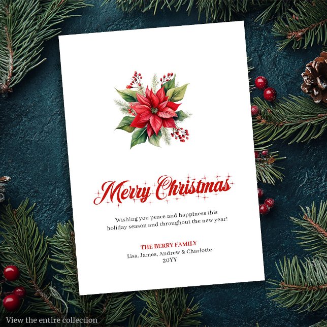 Cartes Pour Fêtes Annuelles Classic Red White Poinsettia Custom Greeting Card (Classic Red White Poinsettia Custom Greeting Card

)