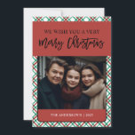 Cartes Pour Fêtes Annuelles Classic Rouge Vert Plaid Une photo<br><div class="desc">Avec un design plaid rouge et vert classique et une police de script,  ces cartes de Noël photo sont toujours dans le style!</div>