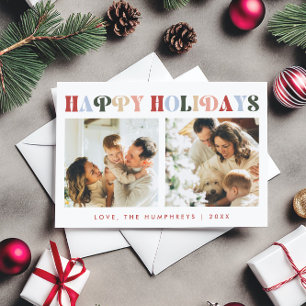 Cartes Pour Fêtes Annuelles Classic Simple Rétro Joyeux Vacances 2 Photo