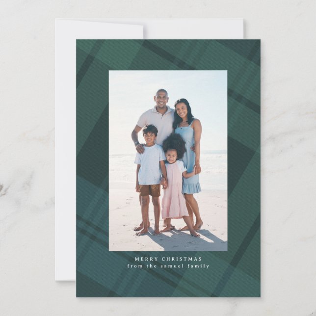 Cartes Pour Fêtes Annuelles Classic vert Noël plaid simple deux photo (Devant)