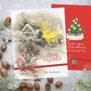 Cartes Pour Fêtes Annuelles Classic Winter Scene Black White Christmas Card