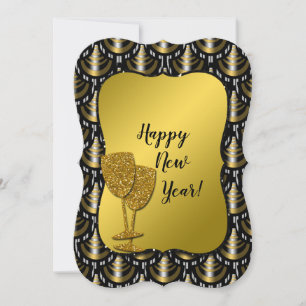 Cartes Pour Fêtes Annuelles Classieux or, argent et noir Nouvel An