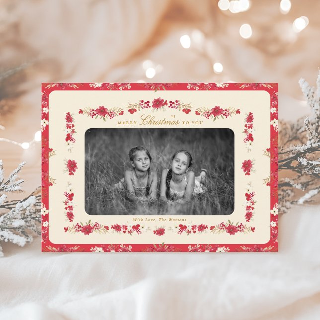 Cartes Pour Fêtes Annuelles classique de noël ditsy floral posie botanique (Créateur téléchargé)