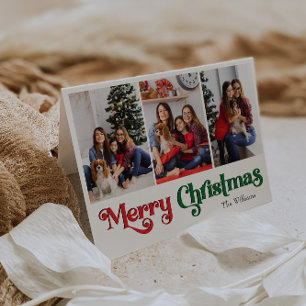 Cartes Pour Fêtes Annuelles Classique Joyeux Noël Plié Trois Photo