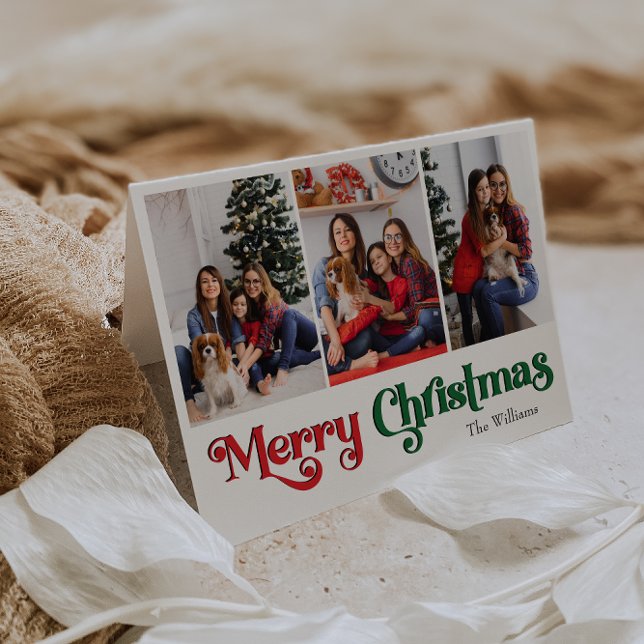 Cartes Pour Fêtes Annuelles Classique Joyeux Noël Plié Trois Photo (Créateur téléchargé)