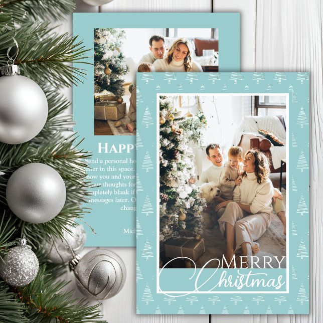 Cartes Pour Fêtes Annuelles Classique moderne double face photo de famille Noë (Modern Classic Double Sided Family Photo Christmas Holiday Card)