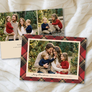 Cartes Pour Fêtes Annuelles Classique Moderne Plaid Rouge Noël 3 Photo