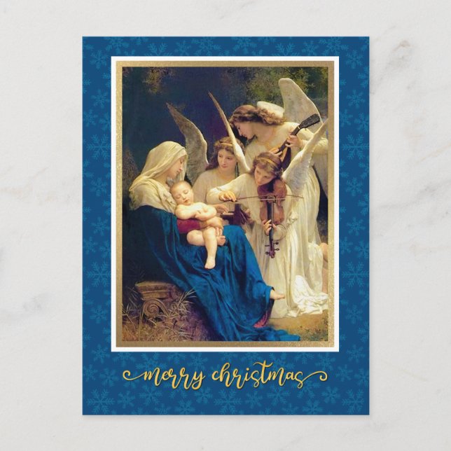 Cartes Pour Fêtes Annuelles Classique Nativité Angels Musique "Joyeux Noël" (Devant)