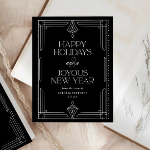 Cartes Pour Fêtes Annuelles Classique Noir Joyeuses Fêtes de fin d'année Ent