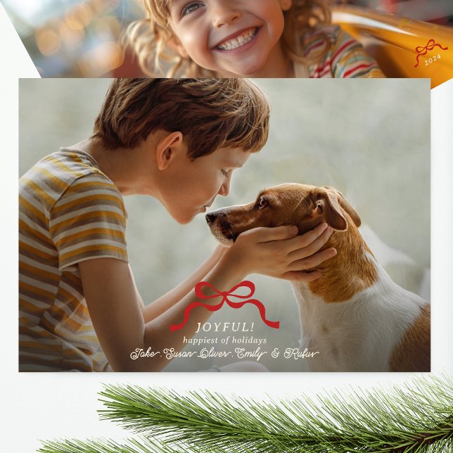 Cartes Pour Fêtes Annuelles classique retro rouge noël arc photo (Créateur téléchargé)