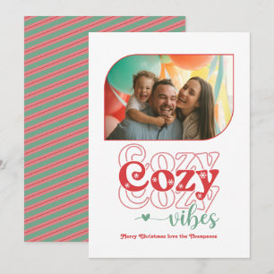 Cartes Pour Fêtes Annuelles Classique Retro Vibes Cosy Seulement Photo de Noël