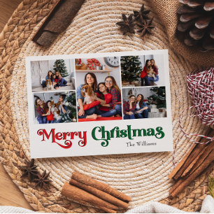 Cartes Pour Fêtes Annuelles Classique simple Joyeux Noël Cinq photo