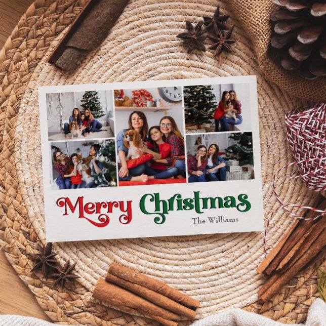 Cartes Pour Fêtes Annuelles Classique simple Joyeux Noël Cinq photo (Créateur téléchargé)