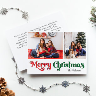 Cartes Pour Fêtes Annuelles Classique simple Joyeux Noël Deux photos