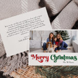 Cartes Pour Fêtes Annuelles Classique Simple Joyeux Noël Grande Photo<br><div class="desc">Célébrez la saison avec cette unique, classique simple Joyeux Noël grande carte de vacances photo avec une touche de charme vintage. Le design minimaliste présente une élégante palette de couleurs rouge et verte, évoquant l'esprit cosy de l'hiver. Son attrait moderne et ludique, associé à la formulation traditionnelle, crée un équilibre...</div>