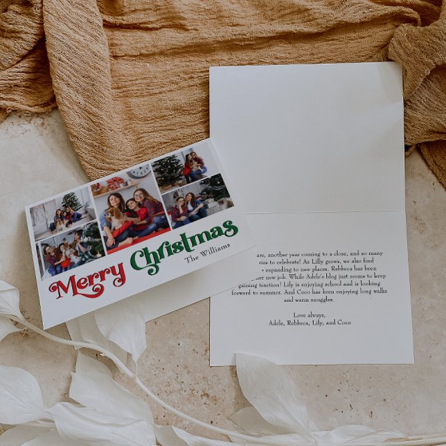 Cartes Pour Fêtes Annuelles Classique simple Joyeux Noël plié Cinq photos (Créateur téléchargé)