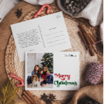 Cartes Pour Fêtes Annuelles Classique simple joyeux Noël une photo<br><div class="desc">Célébrez la saison avec cette carte postale unique et classique Joyeux Noël un jour de fête avec une touche de charme vintage. Le design minimaliste présente une élégante palette de couleurs rouge et verte, évoquant l'esprit cosy de l'hiver. Son attrait moderne et ludique, associé à la formulation traditionnelle, crée un...</div>
