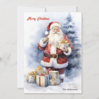 Cartes Pour Fêtes Annuelles Classique simple Père Noël avec cadeaux de Noël