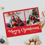 Cartes Pour Fêtes Annuelles Classique Simple Rouge Joyeux Noël Deux photos<br><div class="desc">Célébrez la saison avec cette carte postale unique, simple rouge Joyeux Noël deux vacances photo avec une touche de charme vintage. Le design minimaliste présente une élégante palette de couleurs rouges, évoquant l'esprit cosy de l'hiver. Son attrait moderne et ludique, associé à la formulation traditionnelle, crée un équilibre parfait entre...</div>
