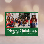 Cartes Pour Fêtes Annuelles Classique Simple Vert Joyeux Noël Quatre Photo<br><div class="desc">Célébrez la saison avec cette carte de vacances unique, simple et classique Joyeux Noël quatre photo avec une touche de charme vintage. Le design minimaliste présente une élégante palette de couleurs vertes et blanches, évoquant l'esprit cosy de l'hiver. Son attrait moderne et ludique, associé à la formulation traditionnelle, crée un...</div>