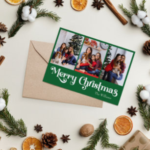 Cartes Pour Fêtes Annuelles Classique Simple Vert Joyeux Noël Trois Photo