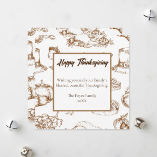 Cartes Pour Fêtes Annuelles Classique Vintage Thanksgiving Minimaliste Rustiqu